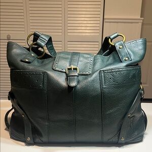 HOBO Elegant Vintage Green Leather Tote Bag